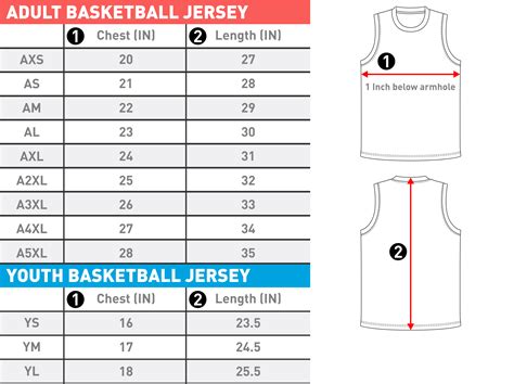 youth jersey size chart nba